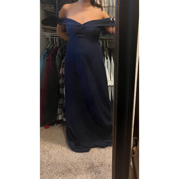 Show me Your Mumu Zurich knot gown in rich navy stretch crepe NWOT - Picture 6 of 9